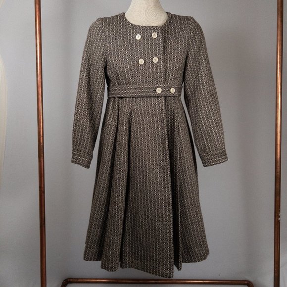 Mon Petit Oiseau Women's M Wool Heavy Coat Jacket Peacoat Brown Anthropo… - Picture 1 of 11